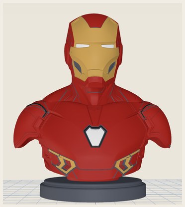 The Iron Man bust painted red and gold in Layerpaint